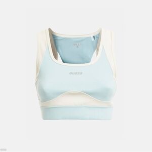 GUESS Women's Sky Blue and Cream Sports Bra SMALL